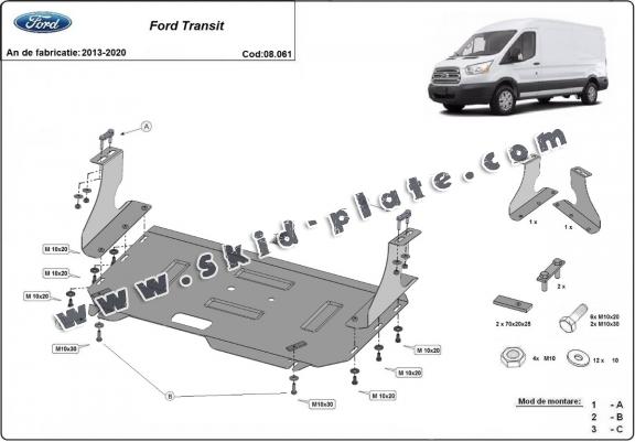 Steel skid plate for Ford Transit- FWD