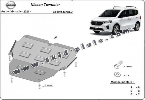 Aluminum skid plate for Nissan Townstar