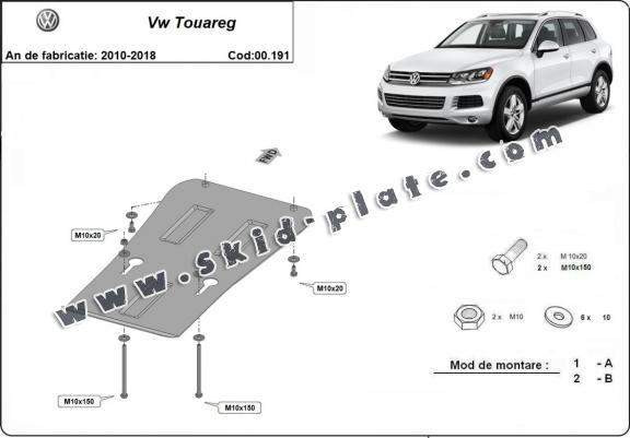 Steel gearbox skid plate for VW Touareg 7P
