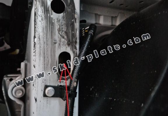 Aluminum skid plate for the protection of the engine and the gearbox for Ford Transit Custom