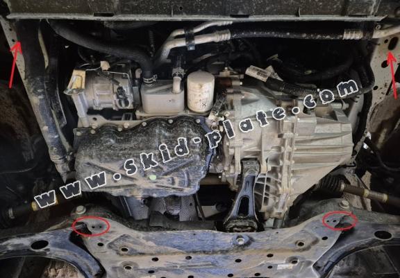 Aluminum skid plate for the protection of the engine and the gearbox for Ford Transit Custom - FWD